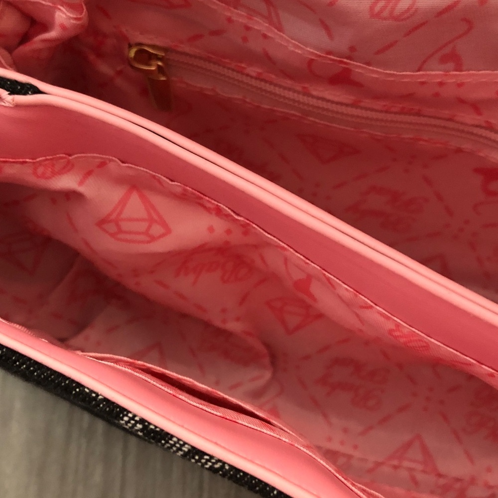 Baby Phat Black Denim & Pink With Monogram Print Flap Shoulder Bag NWT - Picture 11 of 16